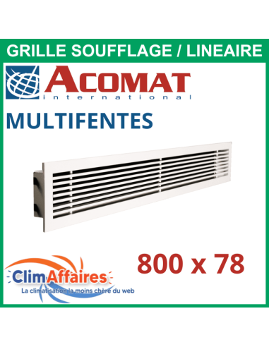 Grille de soufflage linéaire multifentes 800x78 mm - AGIP210