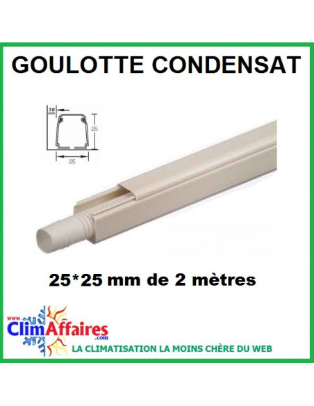 Goulotte pour tuyau de condensats de 2 mètres - Ivoire (25x25 mm)