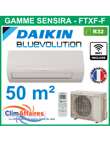 Daikin Climatiseur Mural Monosplit Inverter Reversible - SENSIRA BLUEVOLUTION - R32 - FTXF50F + RXF50F + WIFI (5.0 kW)