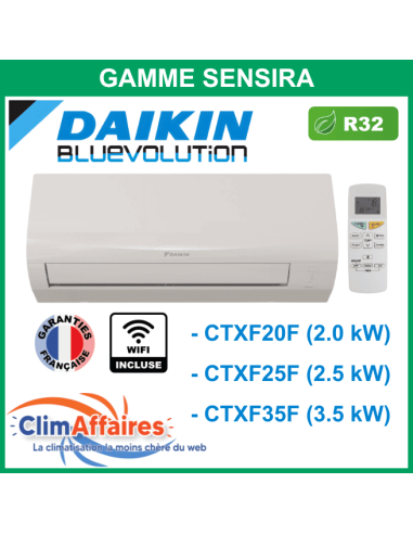 Daikin Climatisation Multisplit - Unite Interieure SENSIRA - CTXF20F (2.0 kW) / CTXF25F (2.5 kW) / CTXF35F (3.5 kW) + WIFI