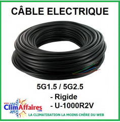 Câble électrique rigide U-1000R2V - 5G1.5 / 5G2.5 mm²
