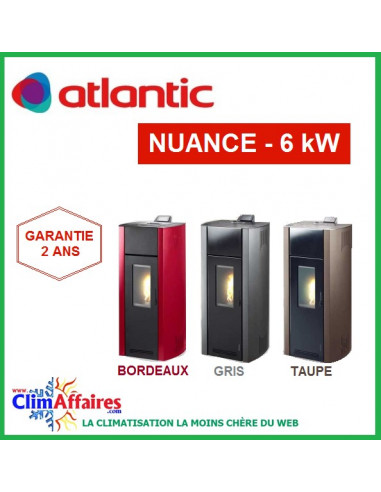 Poêle à Granulés étanche ATLANTIC - NUANCE 5006 - Gris, Taupe, Bordeaux (6.0 kW)