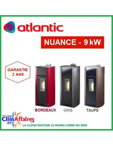 Poêle à Granulés étanche ATLANTIC - NUANCE 5006 - Gris, Taupe, Bordeaux (9.0 kW)