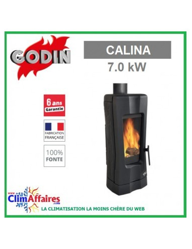 Poêle à bois GODIN - CALINA - Anthracite (7 kW)