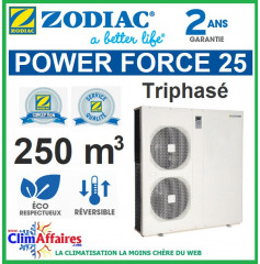 Pompe à chaleur pour piscine ZODIAC 33 kW Triphasée - POWER FORCE 25 (250 m³)