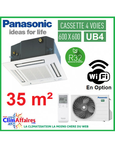 Panasonic Climatisation Inverter - CASSETTE 4 VOIES 60 X 60 UB4 - R32 - CS-Z35UB4EAW + CU-Z35UBEA + CZ-BT20EW (3.5 kW)