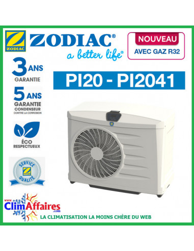 ZODIAC - Pompe à chaleur pour piscine - R32 - 11.5 kW - PI2041 (Jusqu'à 60 m³)