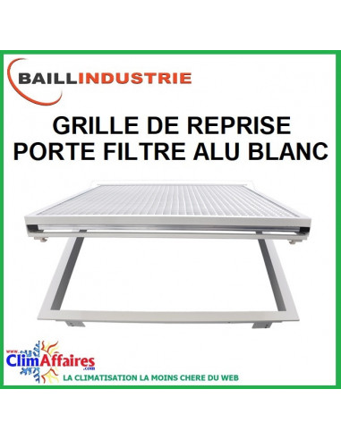 Baillindustrie - Grille de reprise + porte filtre blanc - 400x200 mm