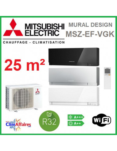 Mitsubishi Mural Inverter - Gamme Design - MSZ-EF25VE3 (2.5 kW)