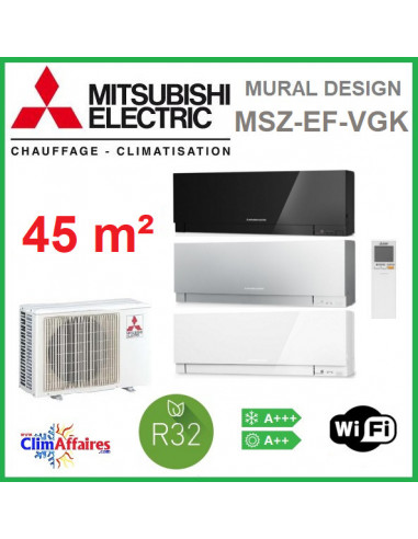 Mitsubishi Mural Inverter - Gamme Design - R32 - MSZ-EF42VGK + MUZ-EF42VG