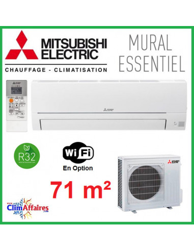 Mitsubishi Mural Inverter - Gamme Essentiel - R32 - MSZ-HR71VF + MUZ-HR71VF (7.1 kW)