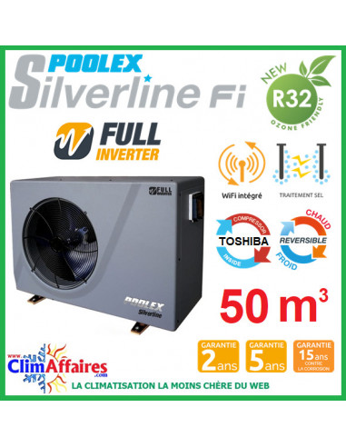 POOLSTAR - Pompe à chaleur piscine - POOLEX - SILVERLINE FULL INVERTER - PC-SLP090N - 9.2 kW (40 à 50 m³)