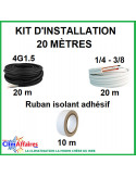 20 mètres - Liaisons Frigorifiques 1/4" - 3/8" + Câble d'interconnexion 4G1.5 mm² + 10 mètres - Ruban isolant adhésif