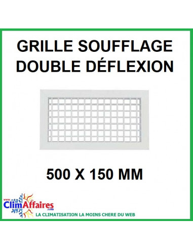 Grille de Soufflage - Double Déflexion - Blanche - 500 x 150 mm