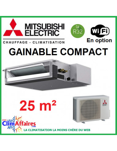 Climatisation Mitsubishi Monosplit Inverter - GAINABLE COMPACT - R32 - SEZ-M25DA + SUZ-M25VA (2.5 kW)