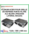 Baillindustrie - Plénum en acier isolé piquage latéral pour grille de reprise porte filtre alu blanc - 500x400 mm