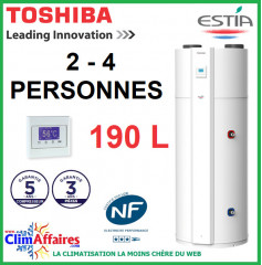 Chauffe-Eau Thermodynamique TOSHIBA - ESTIA - MONOBLOC - HWS-G1901CNMR-E (190 L)