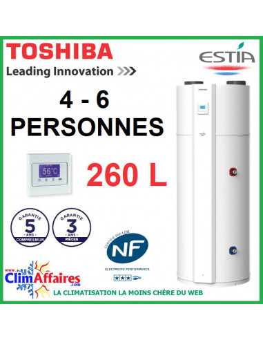 Chauffe-Eau Thermodynamique TOSHIBA - ESTIA - MONOBLOC - HWS-G2601CNMR-E (260 L)