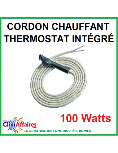 Cordon chauffant d'écoulement + thermostat intégré - 100 Watts (2 m)