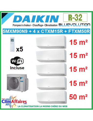 Daikin Penta-Splits - PERFERA - R32 - 5MXM90N9 + 4 x CTXM15R + FTXM50R + WIFI (8.5 kW)