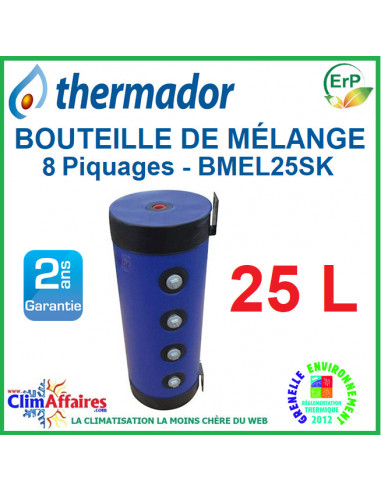 Thermador - Bouteille de mélange en Acier - Pose murale - BMEL25SK - 25 litres (4 piquages par côtés)