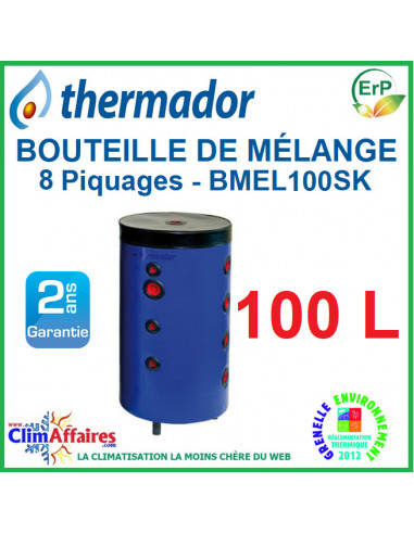 Thermador - Bouteille de mélange en Acier - Pose sur pieds - BMEL100SK - 100 litres (4 piquages par côtés)