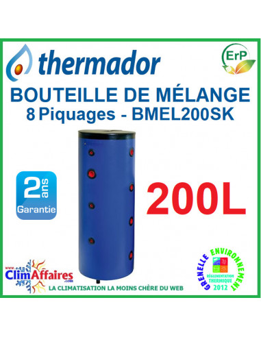 Thermador - Bouteille de mélange en Acier - Pose sur pieds - BMEL200SK - 200 litres (4 piquages par côtés)