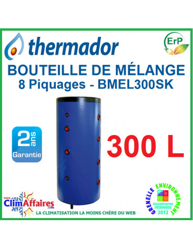 Thermador - Bouteille de mélange en Acier - Pose sur pieds - BMEL300SK - 300 litres (4 piquages par côtés)