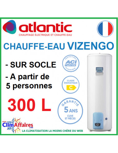 Chauffe-Eau Électrique Atlantic - Gamme VIZENGO - Vertical sur Socle - 300 Litres