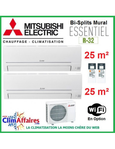 Mitsubishi Electric Multi-Splits Essentiel - Bi-Splits - R32 - MXZ-2HA40VF +  2 x MSZ-HR25VF (4.0 kW)