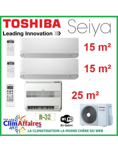 Toshiba Tri-Splits - SEIYA et CONSOLE DOUBLE FLUX - R32 - RAS-3M18U2AVG-E + RAS-B10U2FVG-E + 2 x RAS-B05J2KVG-E (5.2 kW)