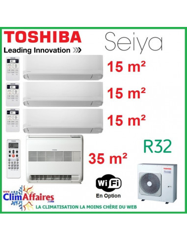 Toshiba Quadri-Splits - SEIYA et CONSOLE DOUBLE FLUX - R32 - RAS-4M27U2AVG-E + RAS-B13U2FVG-E + 3 x RAS-B05J2KVG-E (8.0 kW)