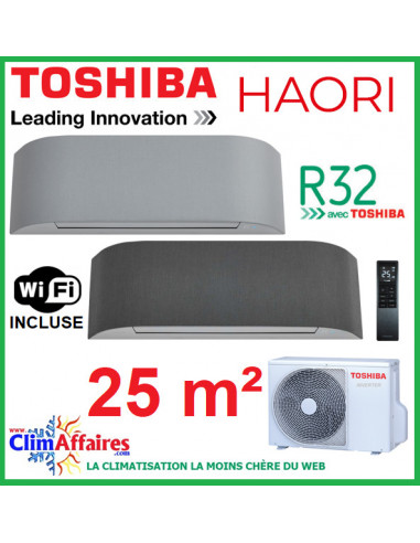 Toshiba Climatiseur Mural Inverter - HAORI - R32 - RAS-B10N4KVRG-E + RAS-10J2AVSG-E1 (2.5 kW)