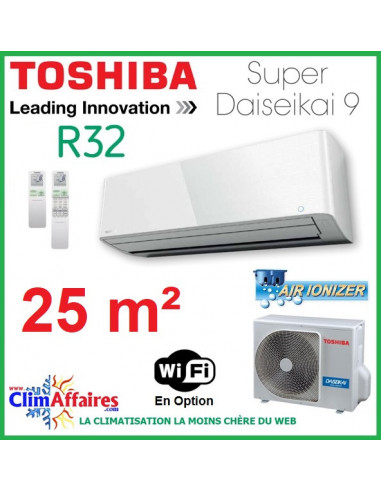 Toshiba Pompe à Chaleur Air/Air Mural Inverter - Super Daiseikai 9 - R32 - RAS-10PAVPG-E + RAS-10PKVPG-E (2.5 kW)