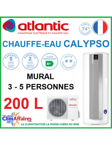 Chauffe-Eau Thermodynamique Atlantic - SPLIT INVERTER - Gamme CALYPSO CONNECTÉ - Vertical Mural - 200 Litres