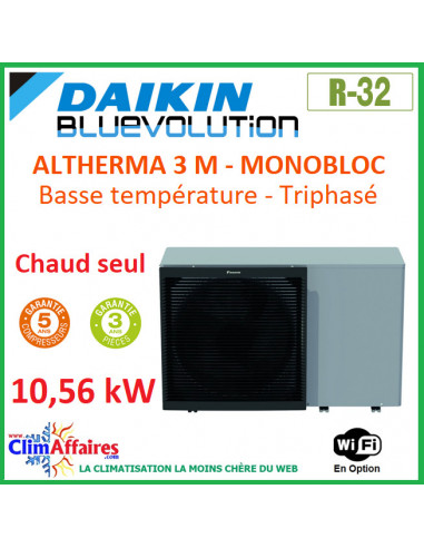 Daikin - Altherma 3 M - Pompe à Chaleur Air/Eau Basse Température - Monobloc - Chaud Seul - Triphasé - EDLA11DW1 (10.56 kW)