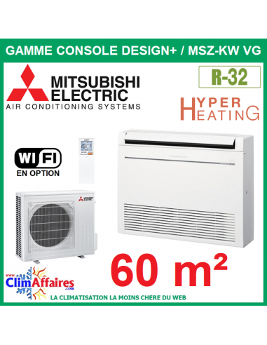 Mitsubishi Climatiseur Monosplit Inverter Gamme CONSOLE DESIGN Hyper Heating - MFZ-KW60VG + MUFZ-KW60VGHZ