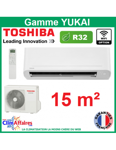 Toshiba Climatisation Mural Inverter - YUKAI - R32 - RAS-B05E2KVG-E + RAS-05E2AVG-E (1.5 kW)