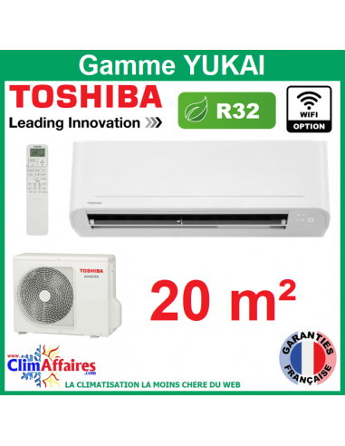 Toshiba Climatisation Mural Inverter - YUKAI - R32 - RAS-B07E2KVG-E + RAS-07E2AVG-E (2.0 kW)