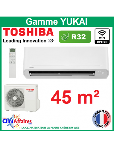 Toshiba Climatisation Mural Inverter - YUKAI - R32 - RAS-B16E2KVG-E + RAS-16E2AVG-E (4.2 kW)