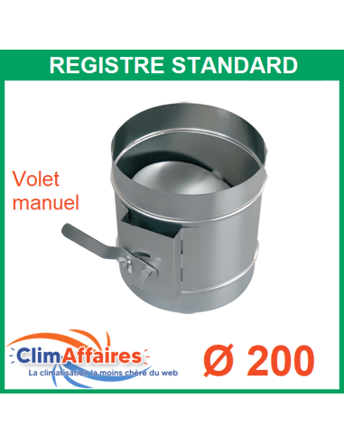 Registre Standard À Volet Manuel en Acier Galvanisé - Diamètre 200 mm (AAA115)