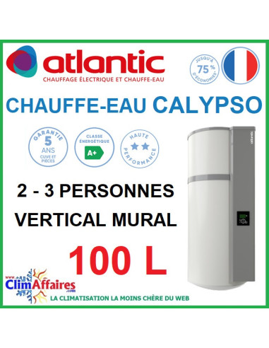 Chauffe-Eau Thermodynamique Atlantic - Gamme CALYPSO - Vertical Mural - Air Extérieur - 100 Litres