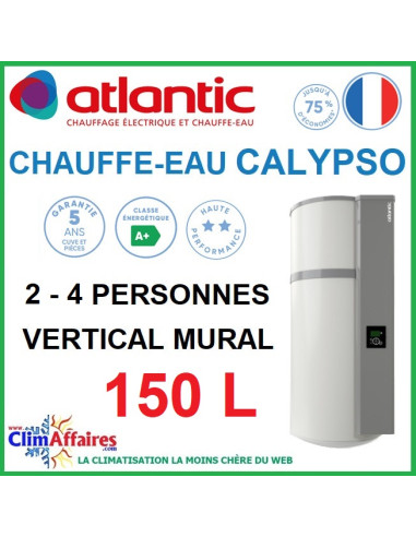 Chauffe-Eau Thermodynamique Atlantic - Gamme CALYPSO CONNECTÉ - Mural - 150 Litres - 234515