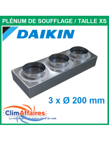 Daikin - Plénum de soufflage isolé M1 en acier galvanisé - Pour gainable FBA35/50 - Taille XS - Diamètres piquages 3x200 mm