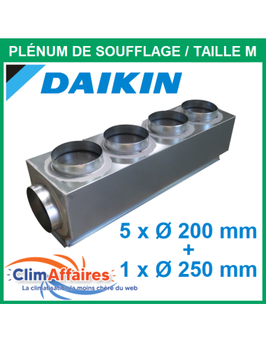 Daikin - Plénum de soufflage isolé M1 en acier galvanisé - Pour gainable FBA71 - Taille M - Diamètres piquages 5x200 + 1x250 mm