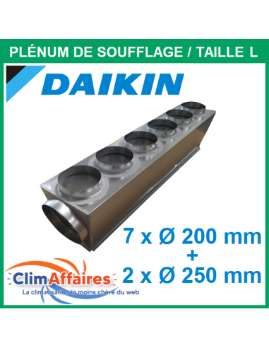 Daikin - Plénum de soufflage isolé M1 en acier - Pour gainable FBA100/125/140 - Taille L - Diamètres piquages 7x200 + 2x250 mm