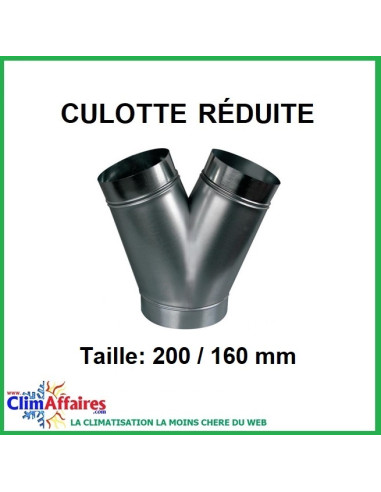 Culotte réduite (1 Arrivée : Ø 200 mm / 2 Sorties : Ø 160 mm)