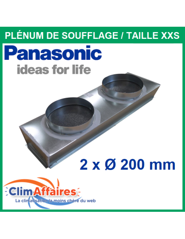 Panasonic - Plénum de soufflage isolé M1 en acier galvanisé - Pour gainable CS-Z25/35 - Taille XXS - Diamètres piquages 2x200 mm