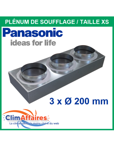 Panasonic - Plénum de soufflage isolé M1 en acier galvanisé - Pour gainable CS-Z50/60 - Taille XS - Diamètres piquages 3x200 mm