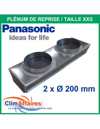 Panasonic - Plénum de reprise isolé M1 en acier galvanisé - Pour gainable CS-Z25/35 - Taille XXS - Diamètres piquages 2x200 mm